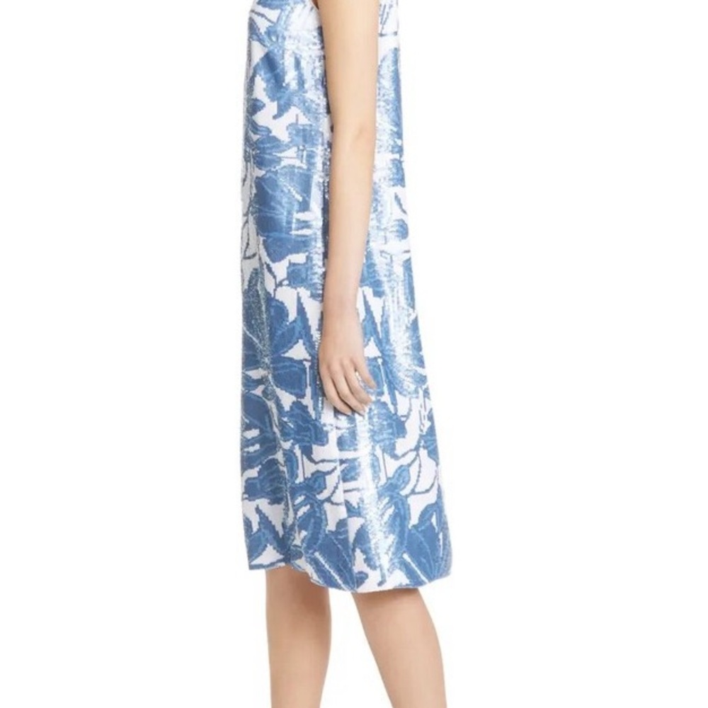 Lafayette 148 New York XS Blue Sequin Noah Dress Floral NWOT - Picture 16 of 16